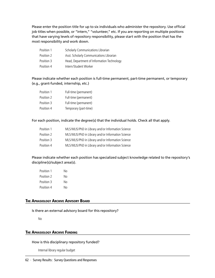 SPEC Kit 338: Library Management of Disciplinary Repositories (November 2013) page 62