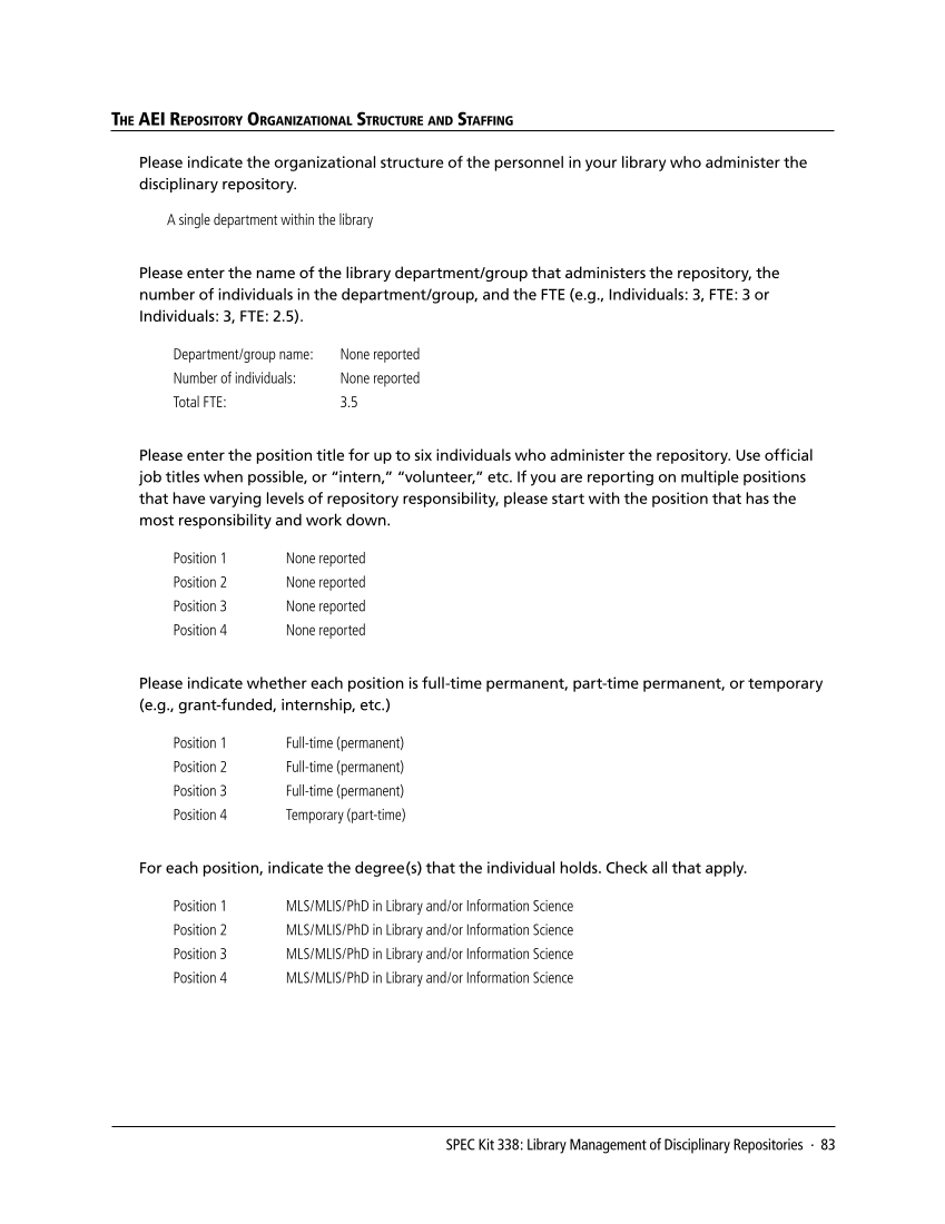 SPEC Kit 338: Library Management of Disciplinary Repositories (November 2013) page 83