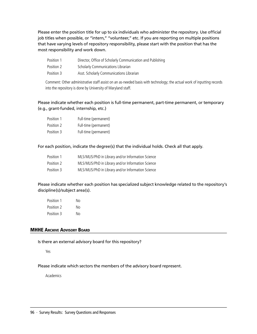 SPEC Kit 338: Library Management of Disciplinary Repositories (November 2013) page 96