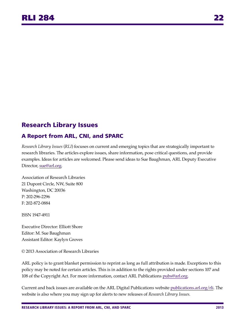 Research Library Issues, no. 284 (2013) page 22