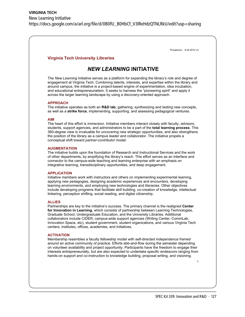 SPEC Kit 339: Innovation and R&D (December 2013) page 127