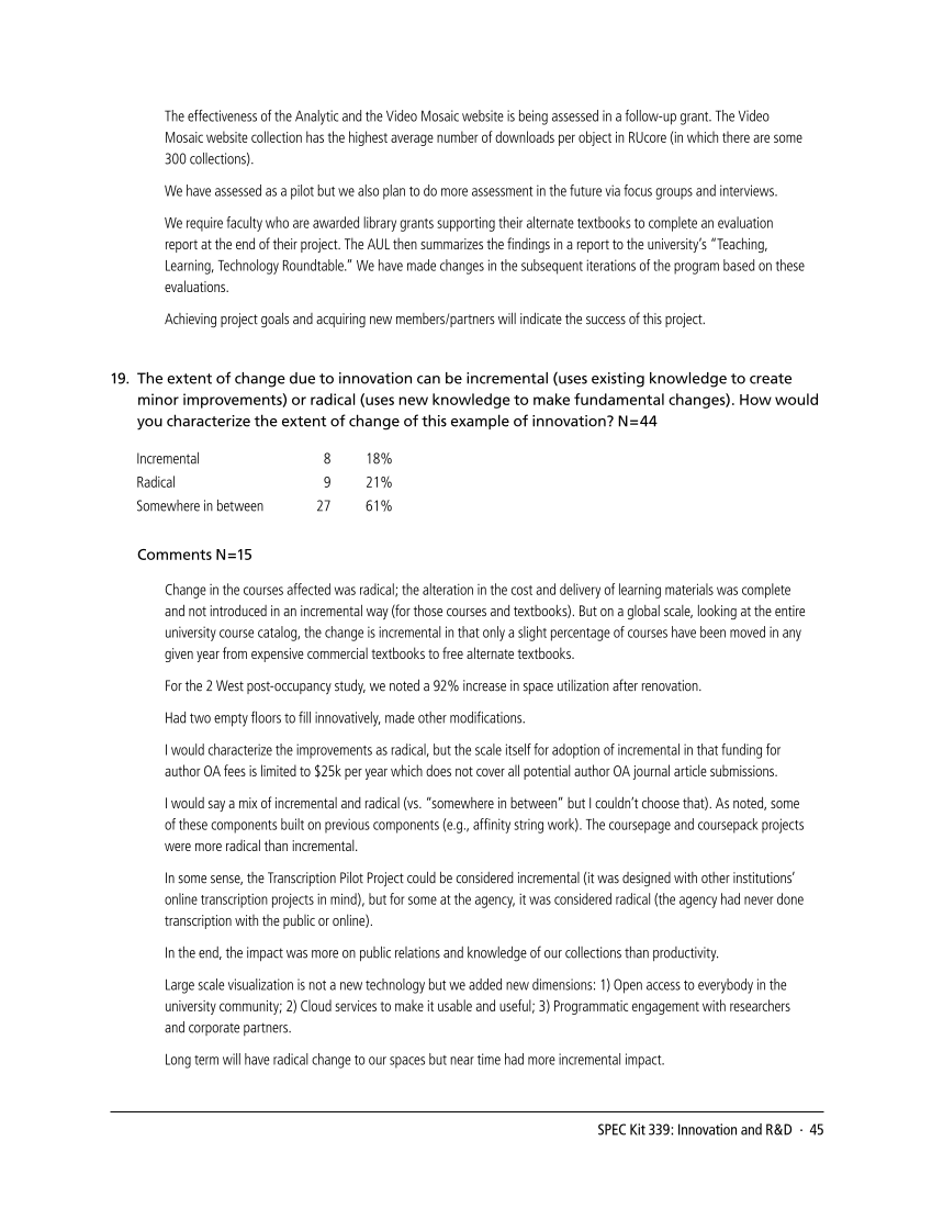 SPEC Kit 339: Innovation and R&D (December 2013) page 45