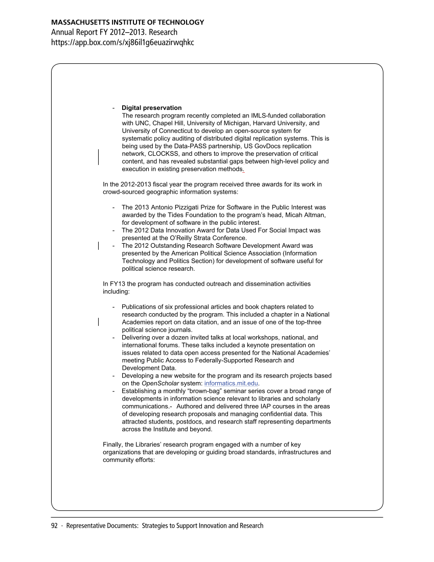 SPEC Kit 339: Innovation and R&D (December 2013) page 92