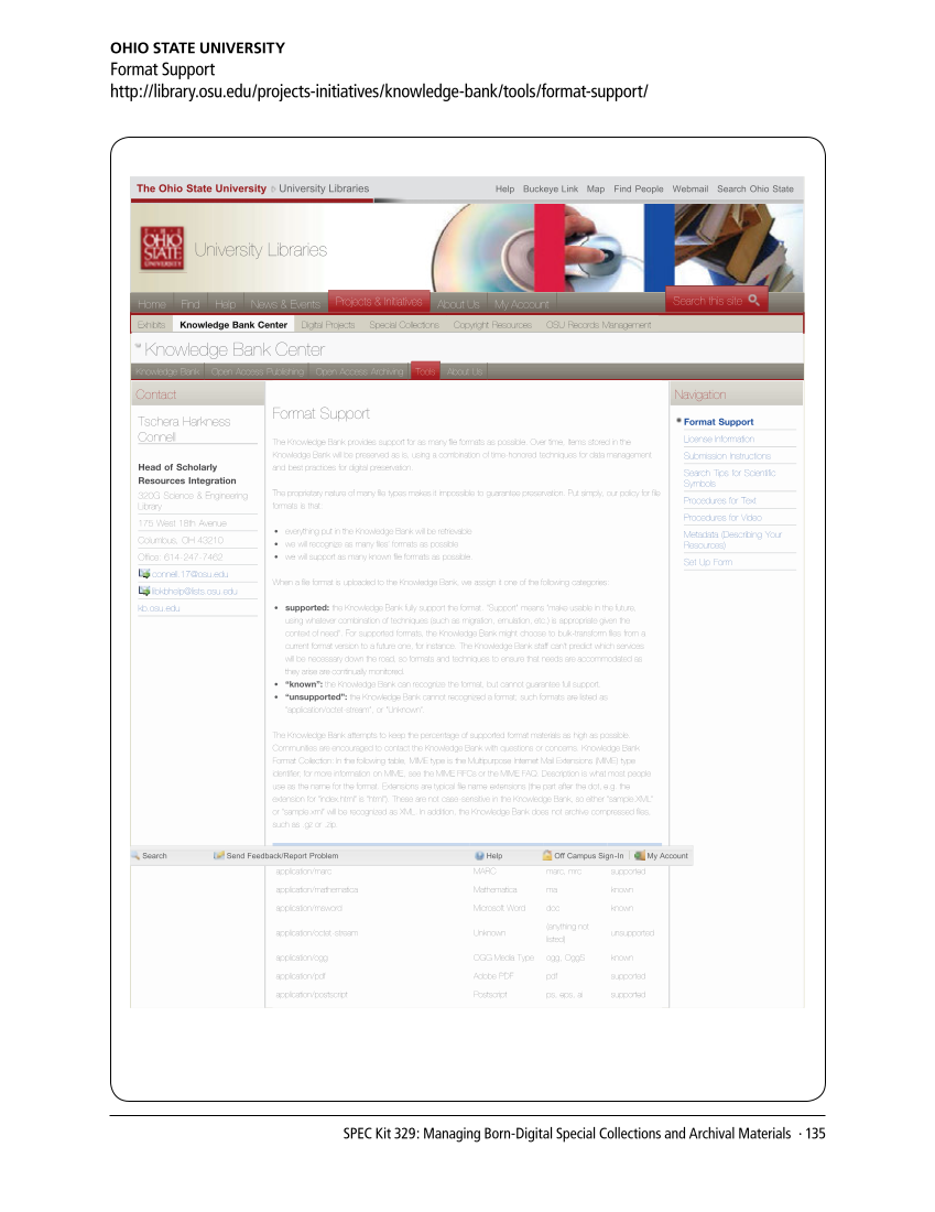 SPEC Kit 329: Managing Born-Digital Special Collections and Archival Materials (August 2012) page 135
