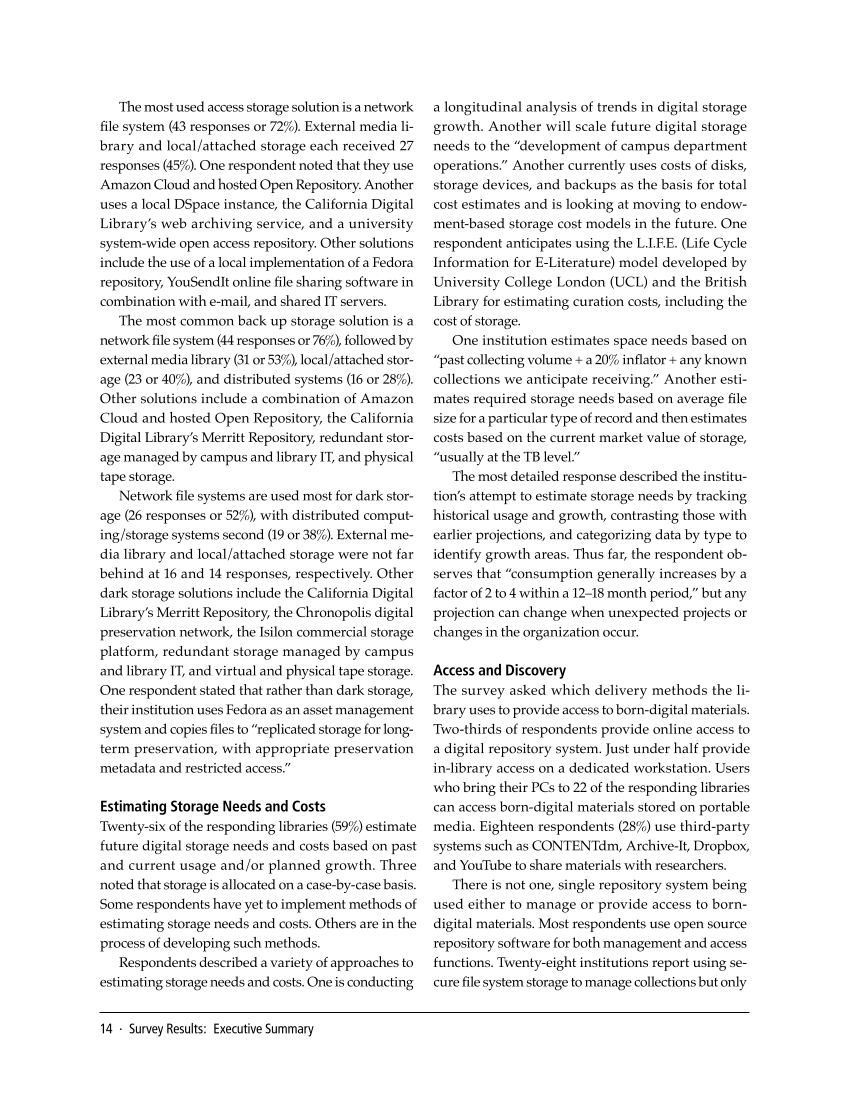 SPEC Kit 329: Managing Born-Digital Special Collections and Archival Materials (August 2012) page 14