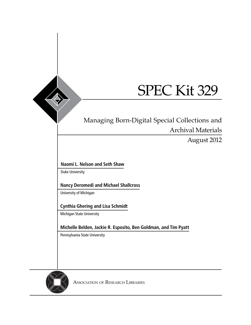 SPEC Kit 329: Managing Born-Digital Special Collections and Archival Materials (August 2012) page 3
