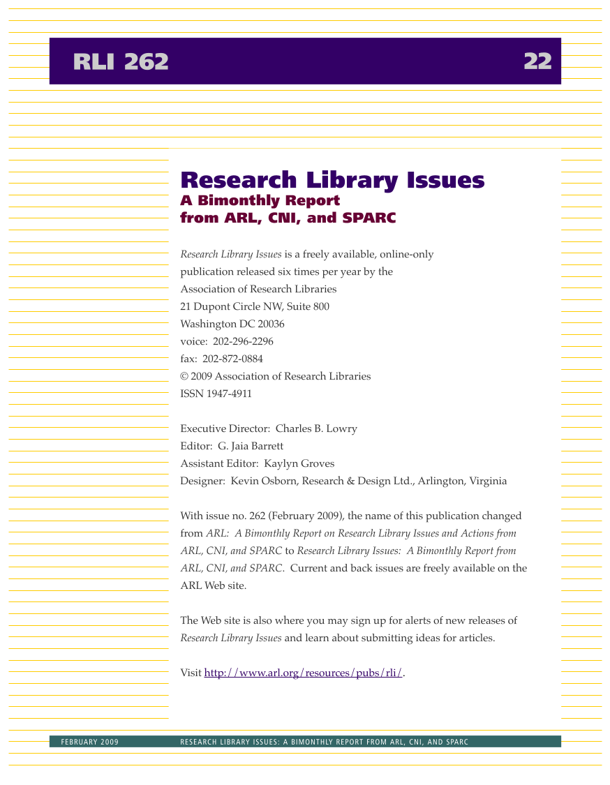 Research Library Issues, no. 262 (Feb. 2009) page 23