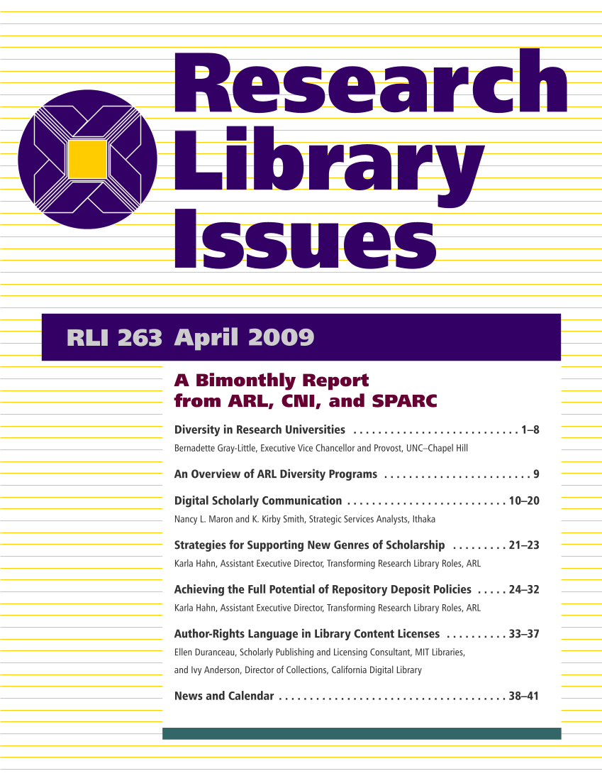 Research Library Issues, no. 263 (Apr. 2009) page