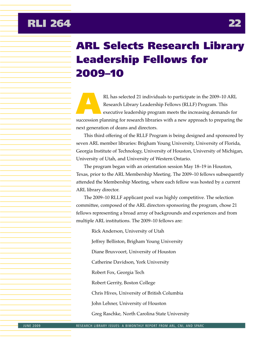 Research Library Issues, no. 264 (June 2009) page 23