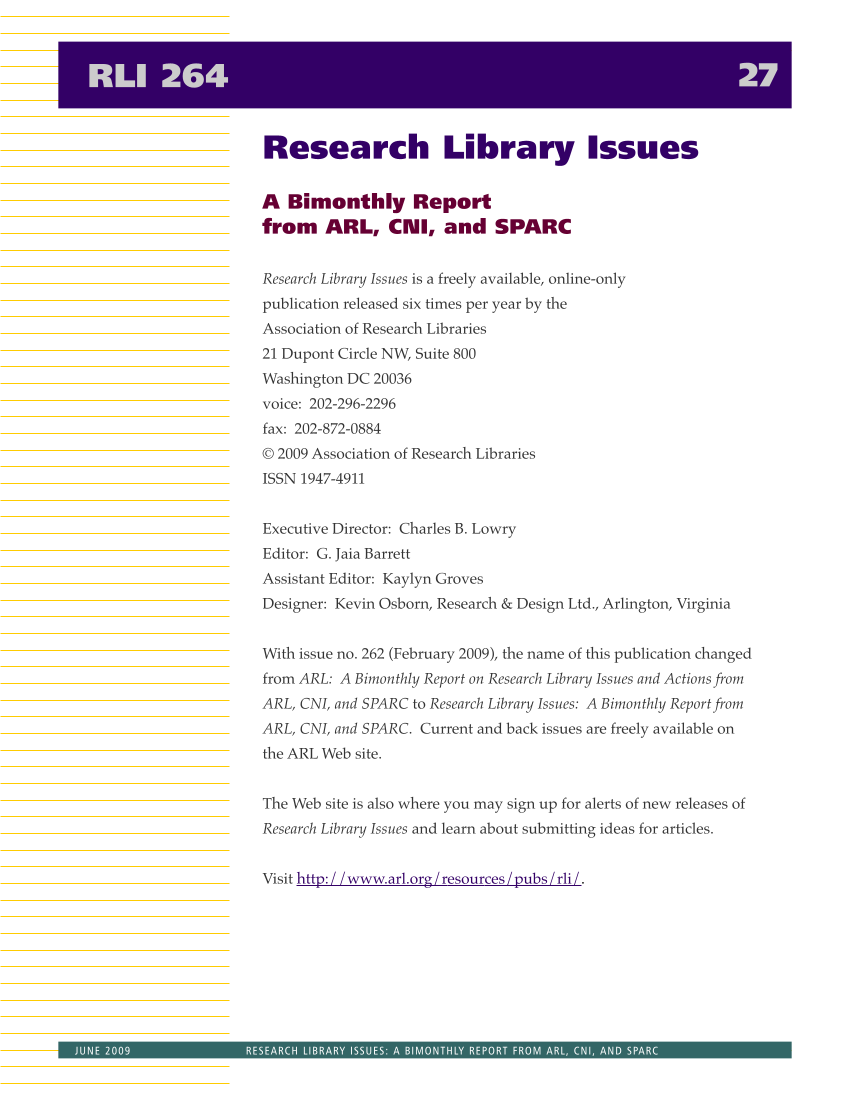 Research Library Issues, no. 264 (June 2009) page 28