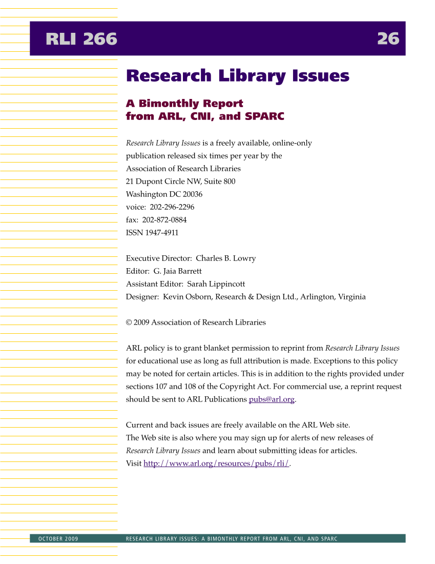 Research Library Issues, no. 266 (Oct. 2009) page 26