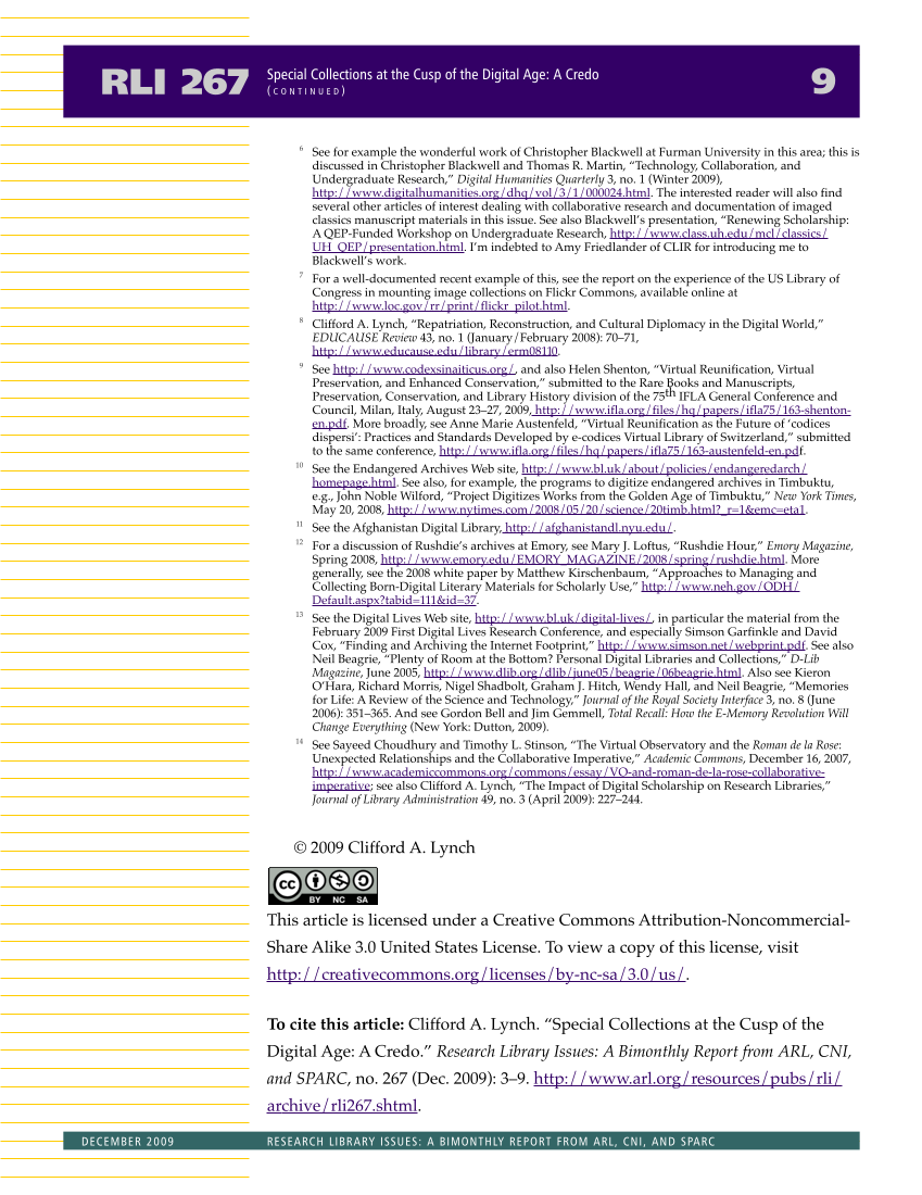 Research Library Issues, no. 267 (Dec. 2009): Special Issue on Distinctive Collections page 10