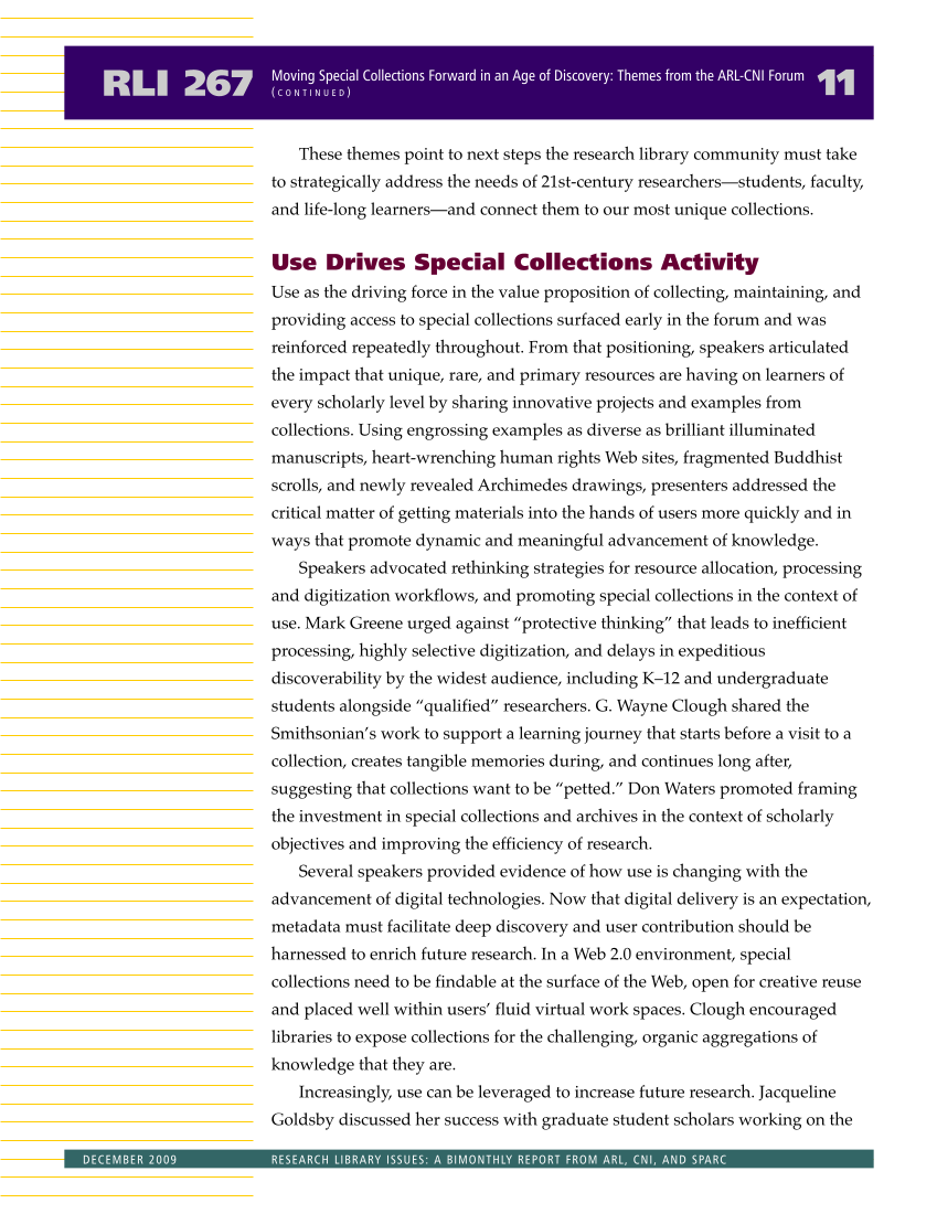 Research Library Issues, no. 267 (Dec. 2009): Special Issue on Distinctive Collections page 12