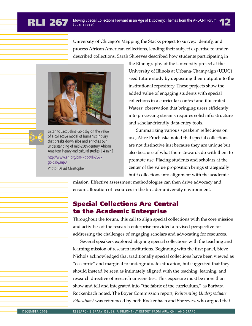 Research Library Issues, no. 267 (Dec. 2009): Special Issue on Distinctive Collections page 13
