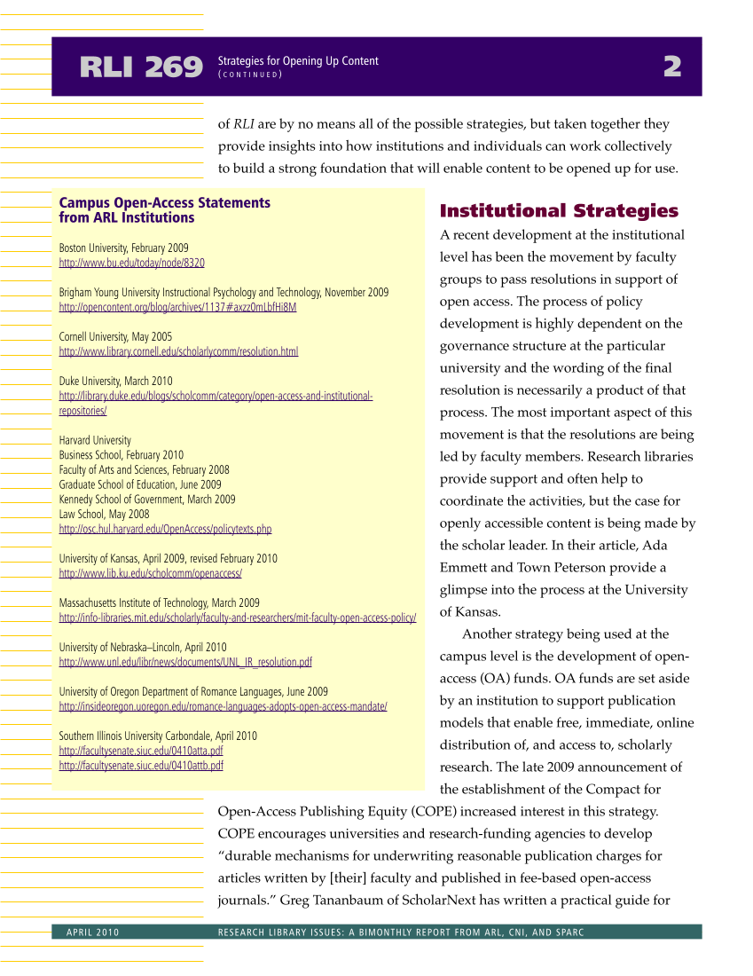 Research Library Issues, no. 269 (April 2010): Special Issue on Strategies for Opening Up Content page 3