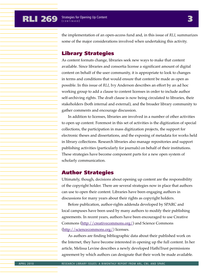 Research Library Issues, no. 269 (April 2010): Special Issue on Strategies for Opening Up Content page 4