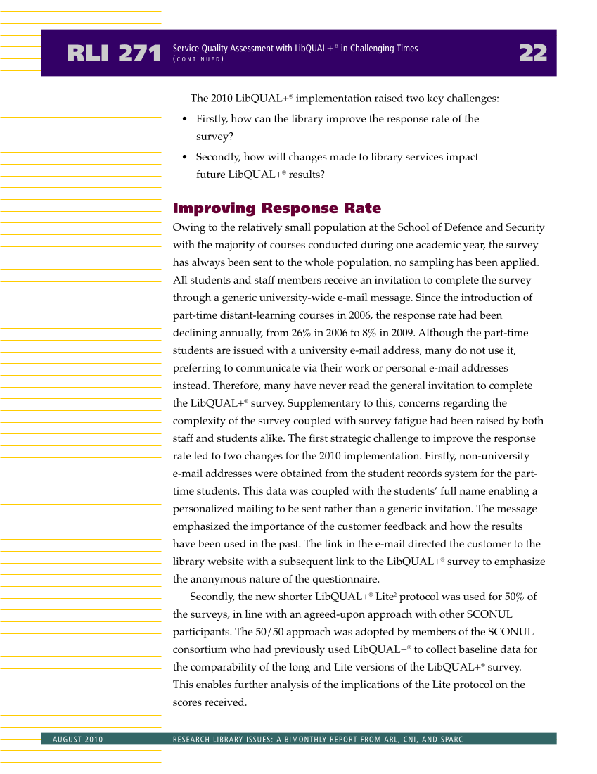 Research Library Issues, no. 271 (Aug. 2010): Special Issue on Value in Libraries: Assessing Organizational Performance page 24