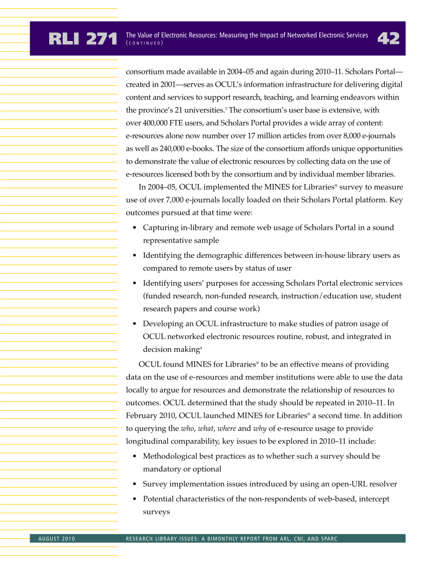 Research Library Issues, no. 271 (Aug. 2010): Special Issue on Value in Libraries: Assessing Organizational Performance page 44