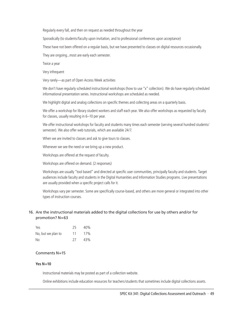 SPEC Kit 341: Digital Collections Assessment and Outreach (August 2014) page 49