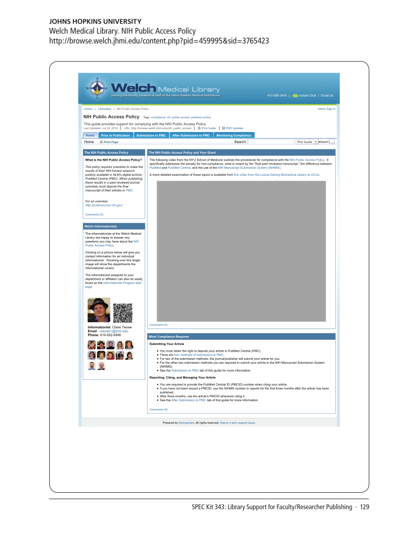 SPEC Kit 343: Library Support for Faculty/Researcher Publishing (October 2014) page 129