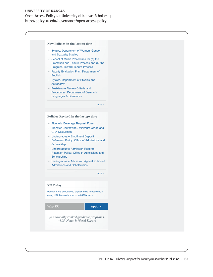 SPEC Kit 343: Library Support for Faculty/Researcher Publishing (October 2014) page 153