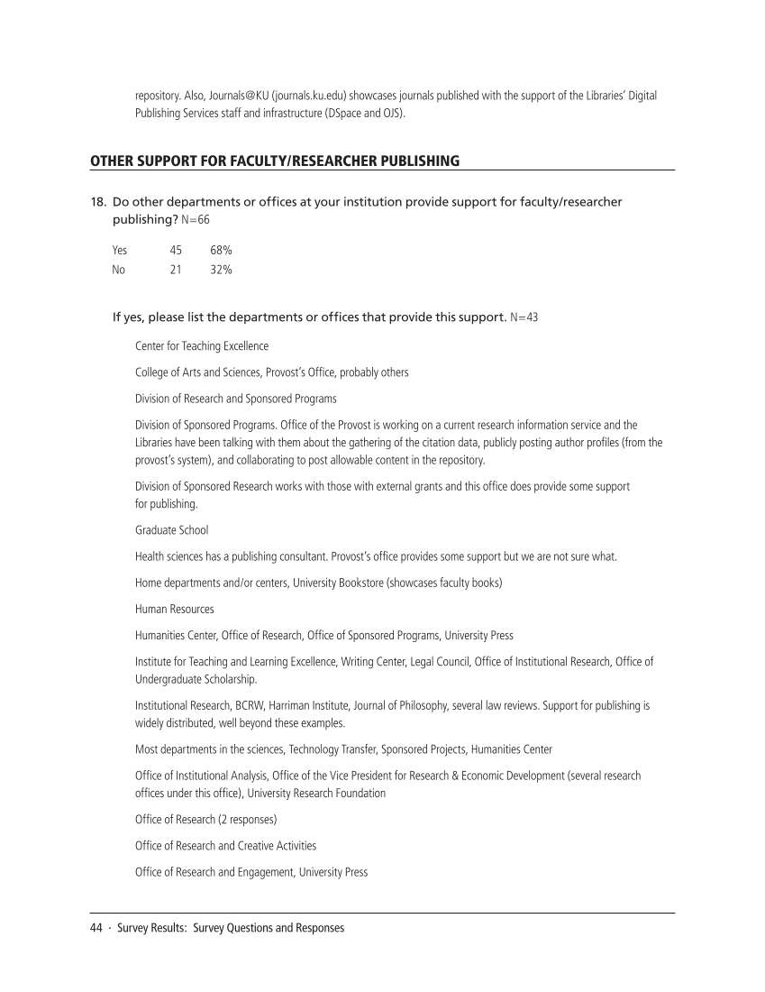 SPEC Kit 343: Library Support for Faculty/Researcher Publishing (October 2014) page 44