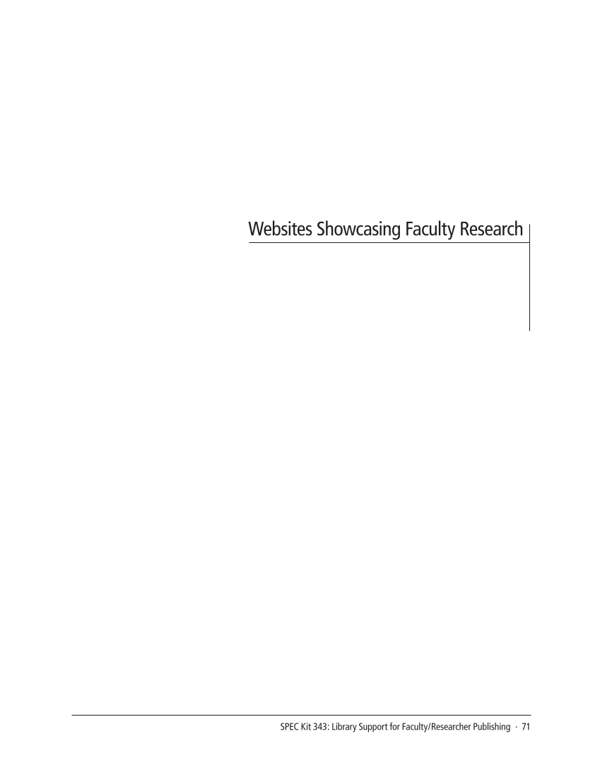 SPEC Kit 343: Library Support for Faculty/Researcher Publishing (October 2014) page 71