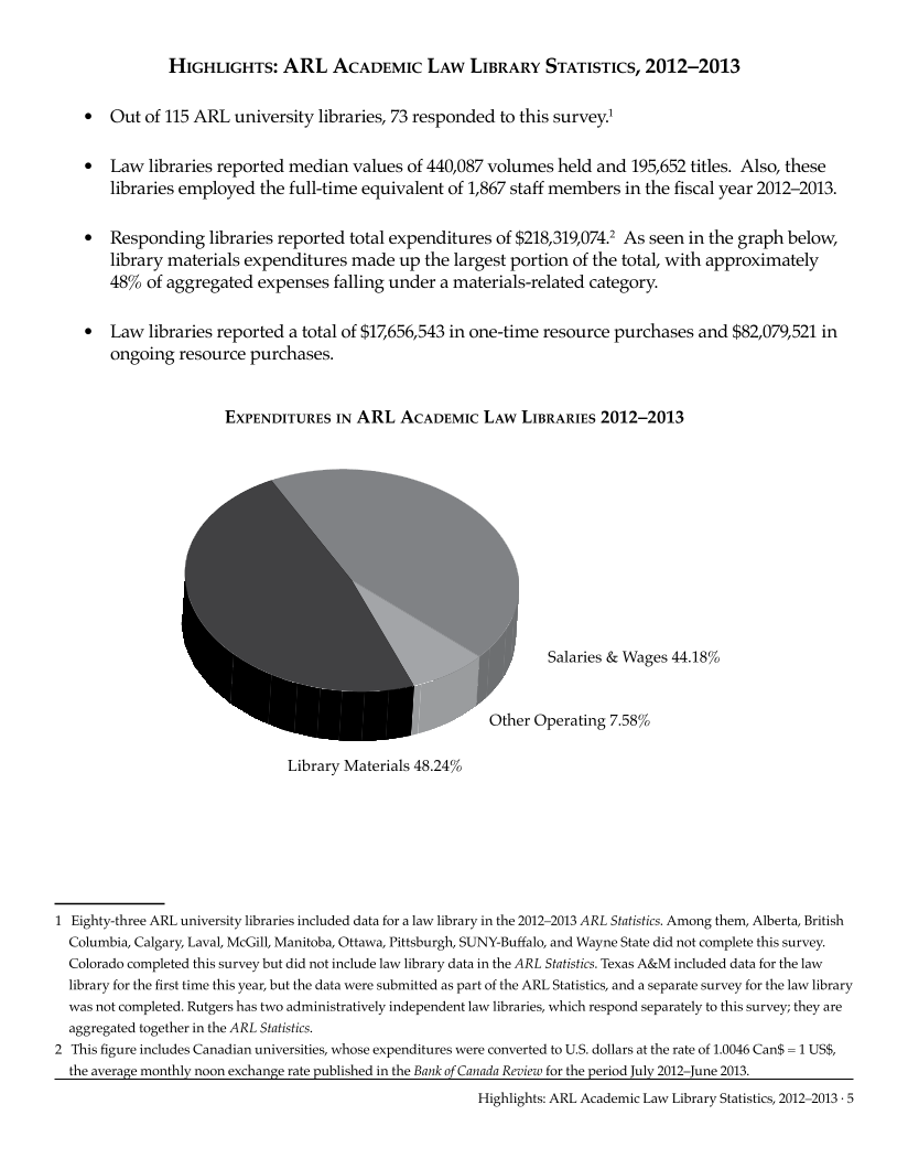 ARL Academic Law Library Statistics 2012-2013 page 5