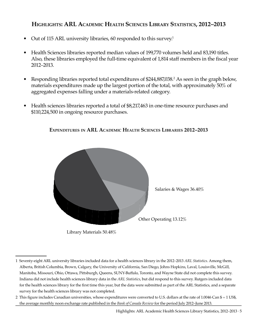 ARL Academic Health Sciences Library Statistics 2012-2013 page 5