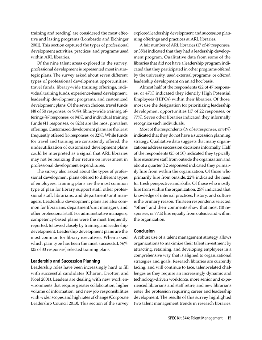 SPEC Kit 344: Talent Management (November 2014) page 15