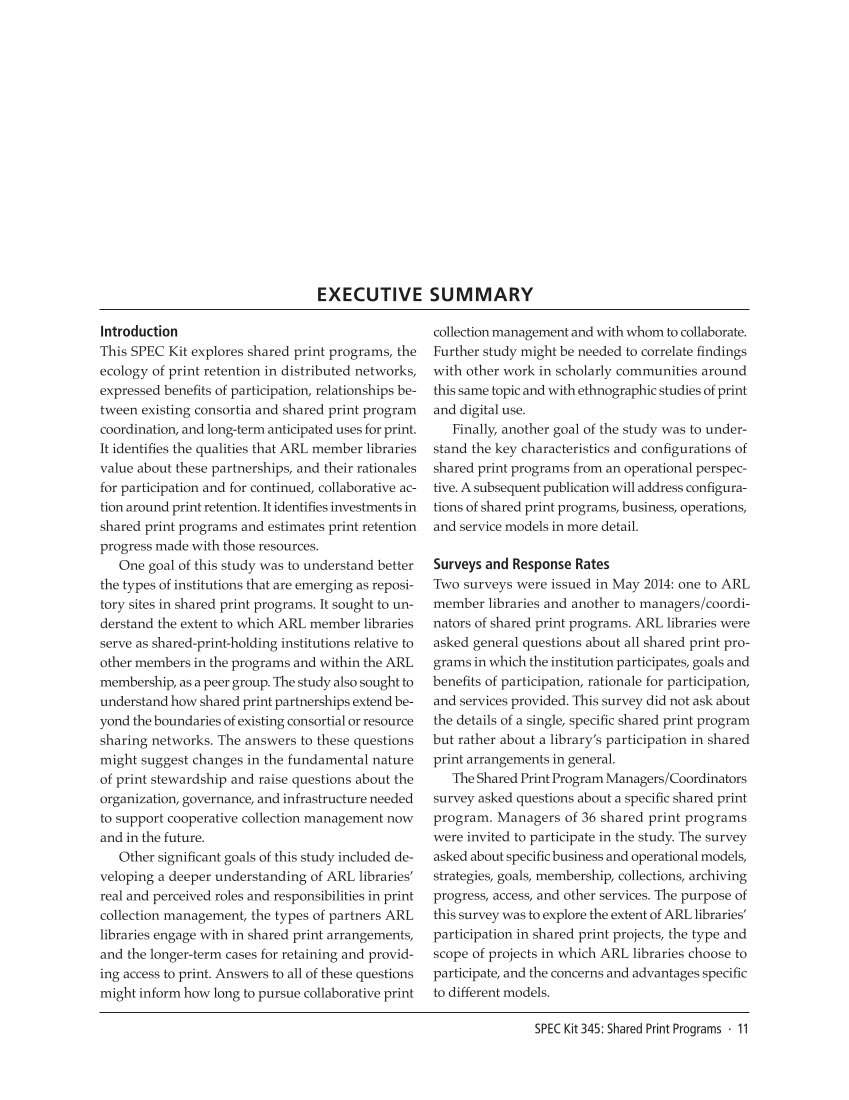 SPEC Kit 345: Shared Print Programs (December 2014) page 11