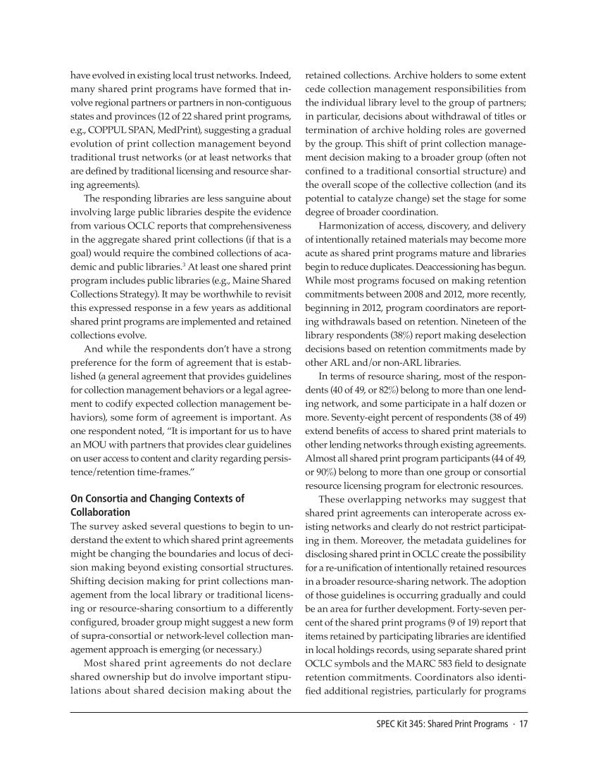 SPEC Kit 345: Shared Print Programs (December 2014) page 17