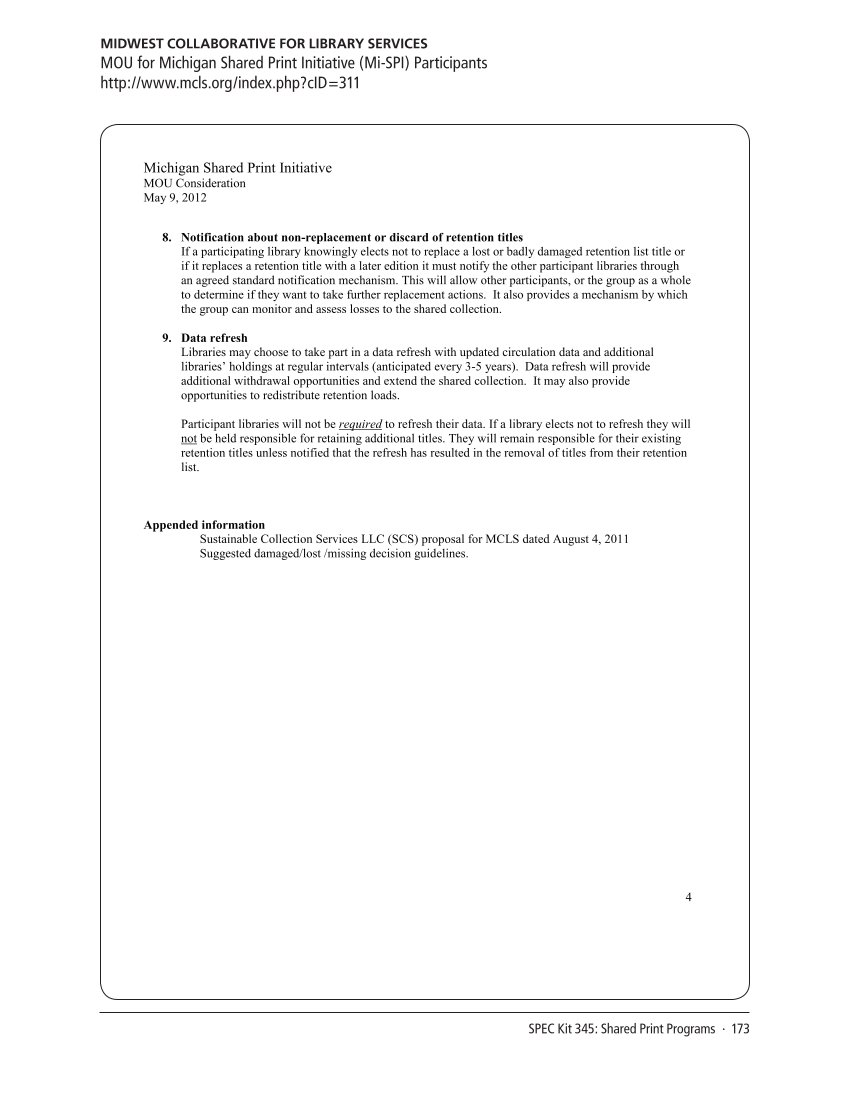 SPEC Kit 345: Shared Print Programs (December 2014) page 173