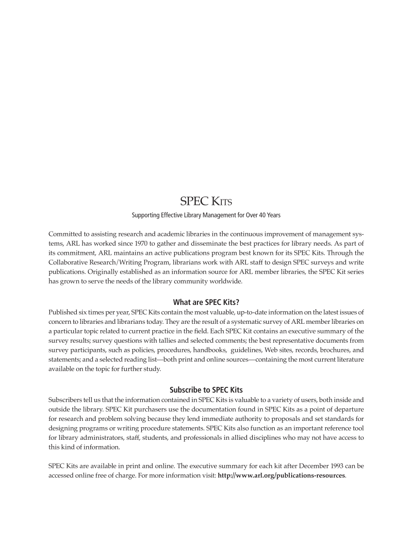 SPEC Kit 345: Shared Print Programs (December 2014) page 2