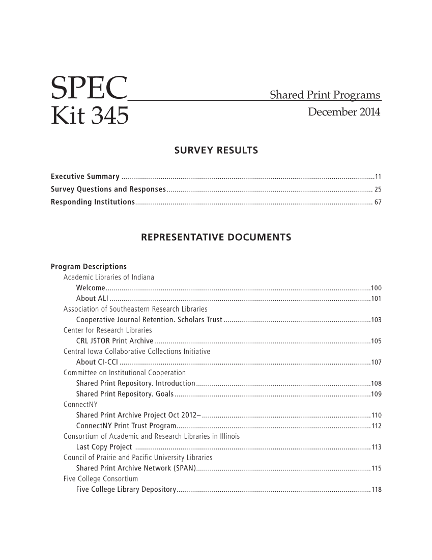 SPEC Kit 345: Shared Print Programs (December 2014) page 5