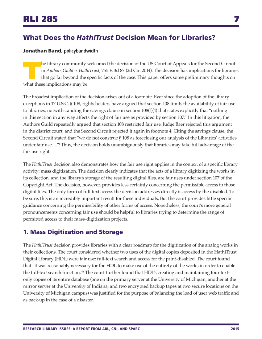 Research Library Issues, no. 285 (2015): Special Issue on Copyright page 7