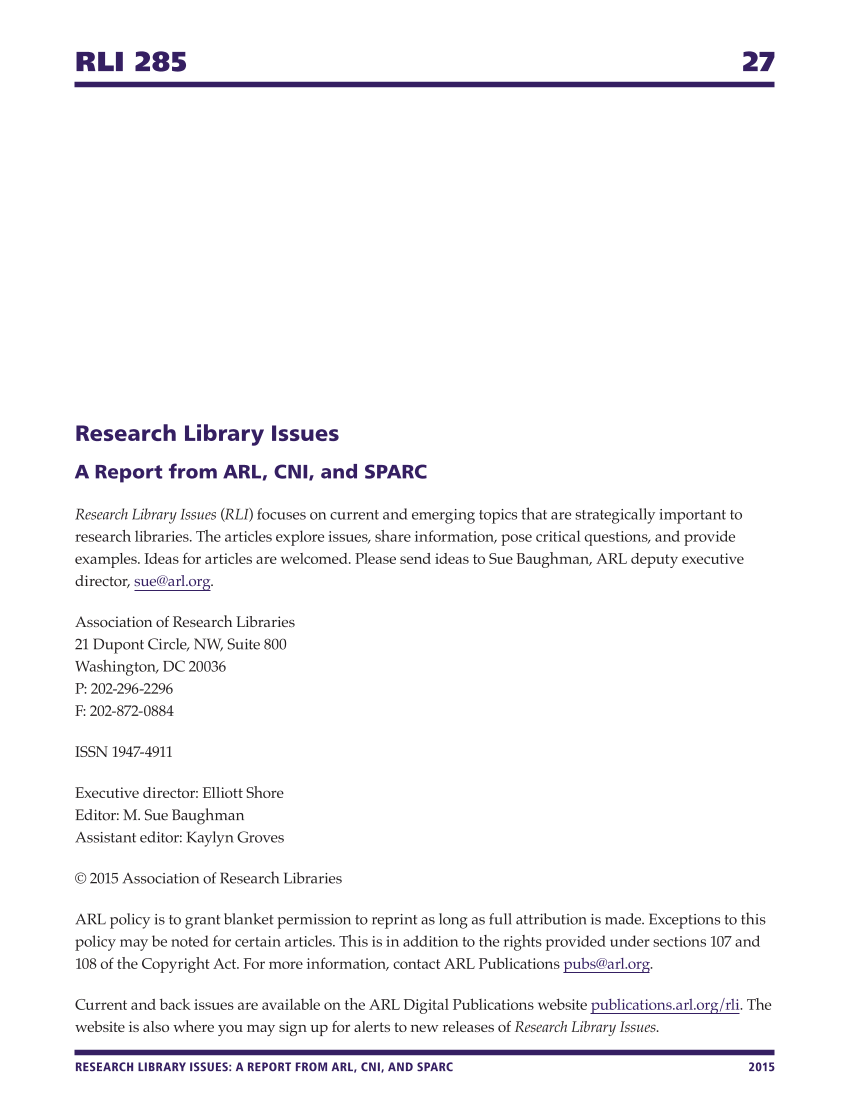 Research Library Issues, no. 286 (2015): Special Issue on Diversity page 27