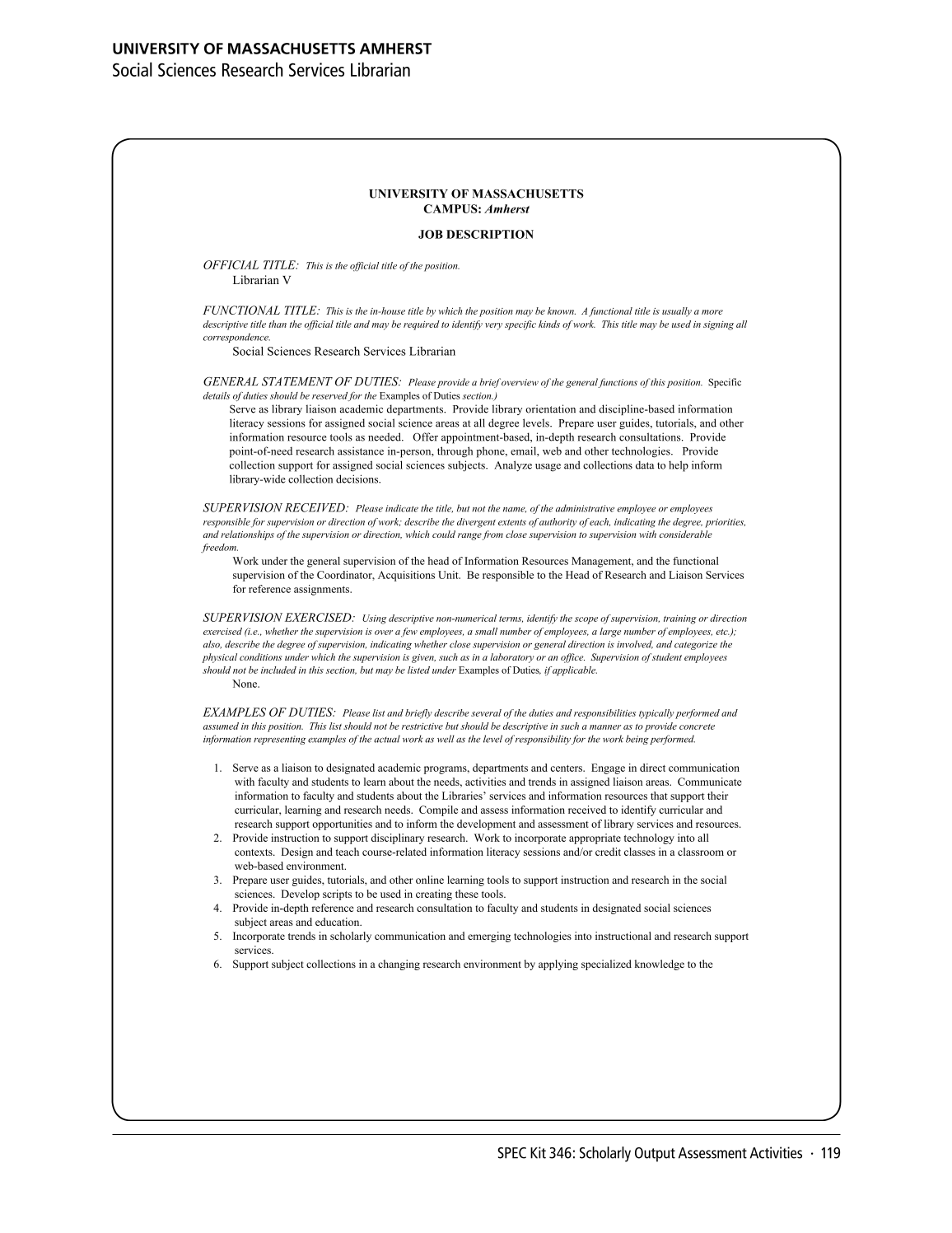 SPEC Kit 346: Scholarly Output Assessment Activities (May 2015) page 119