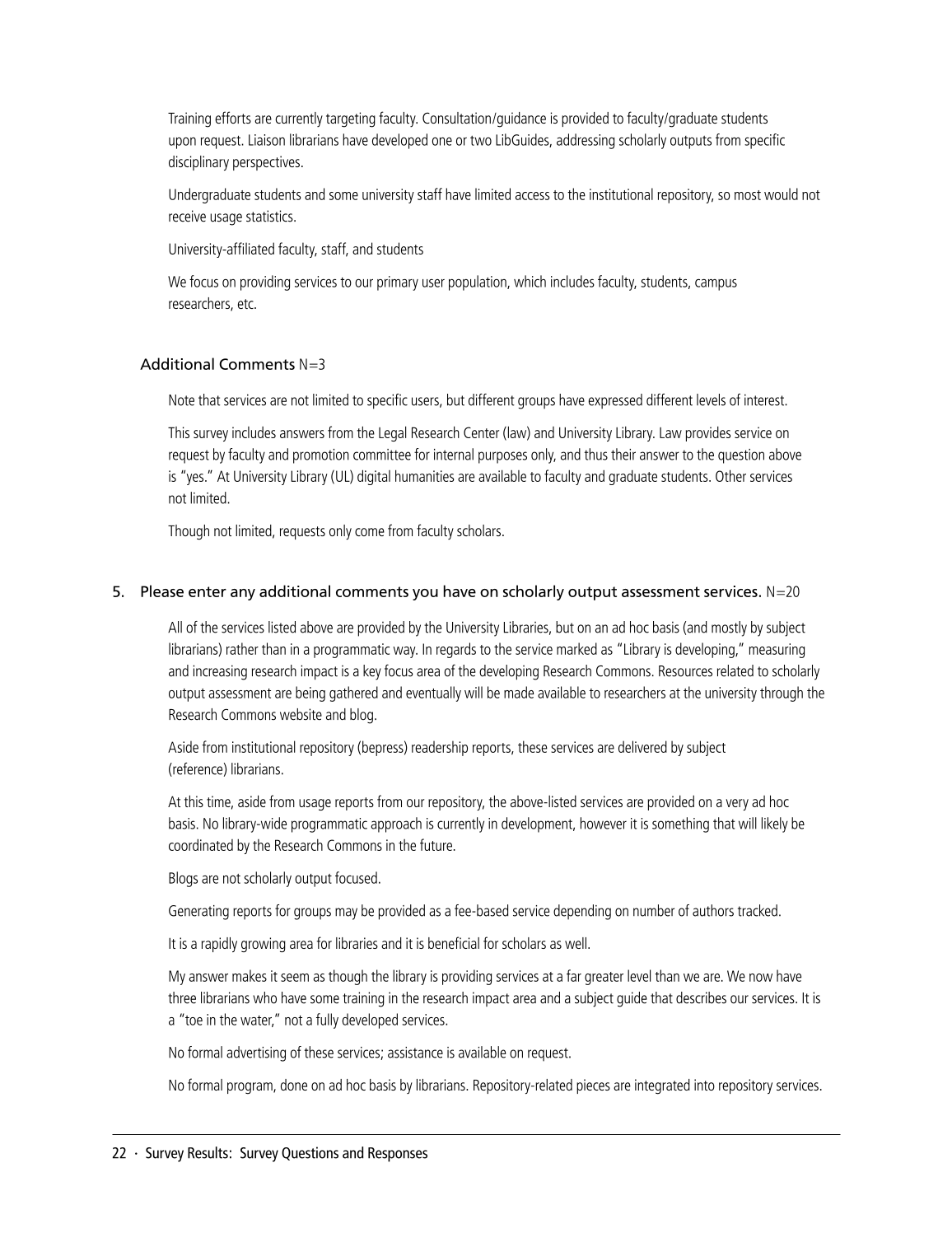 SPEC Kit 346: Scholarly Output Assessment Activities (May 2015) page 22