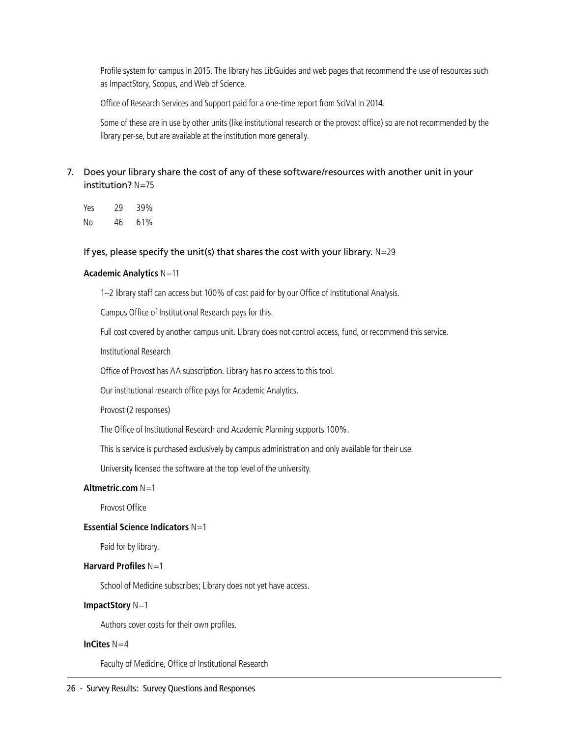 SPEC Kit 346: Scholarly Output Assessment Activities (May 2015) page 26