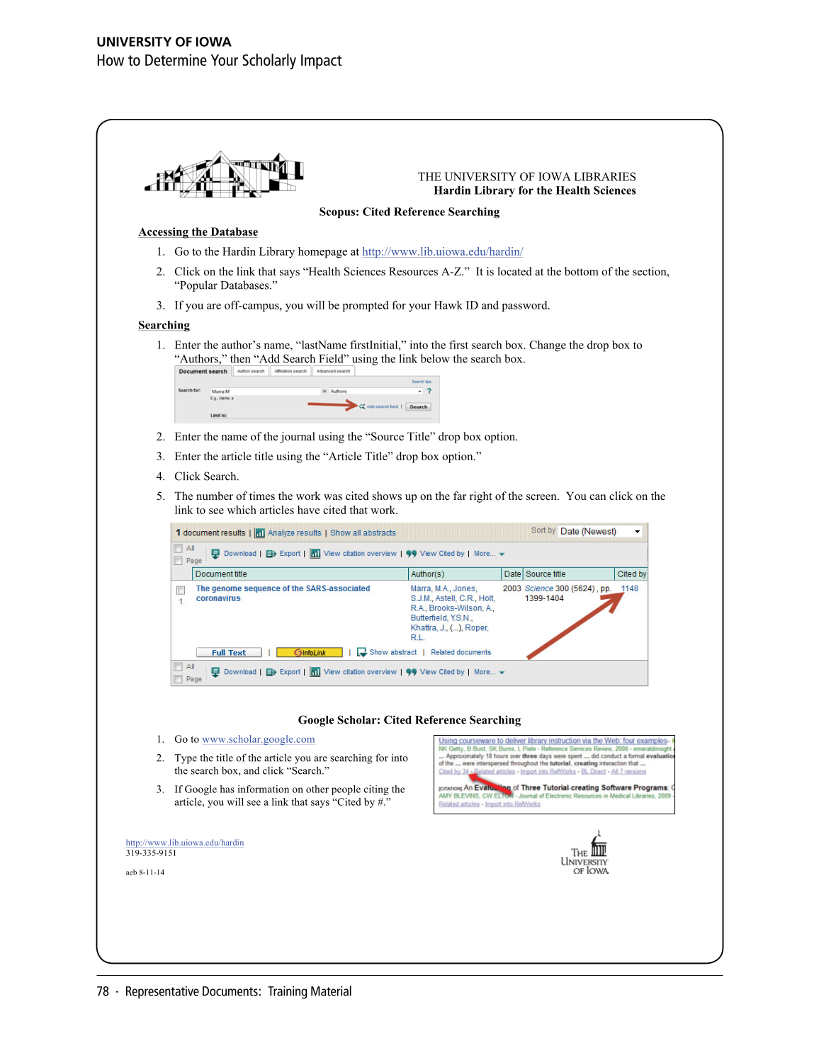 SPEC Kit 346: Scholarly Output Assessment Activities (May 2015) page 78