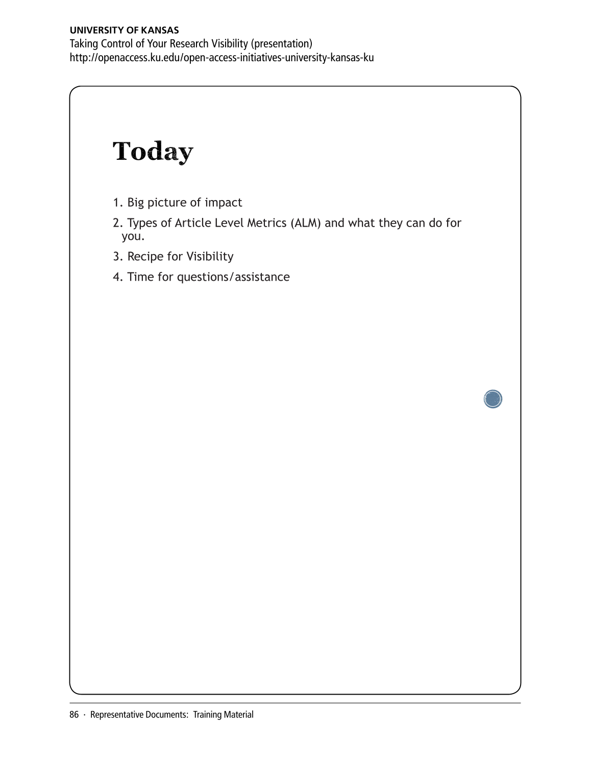 SPEC Kit 346: Scholarly Output Assessment Activities (May 2015) page 86