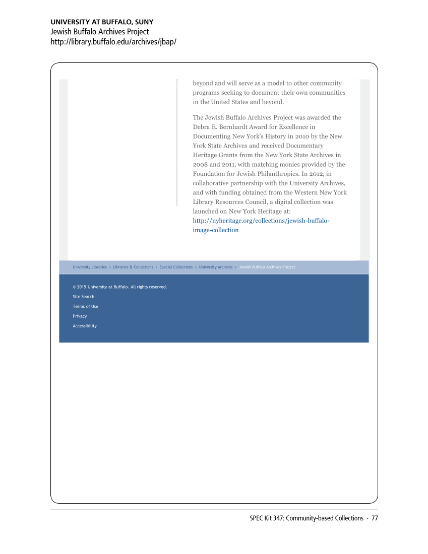 SPEC Kit 347: Community-based Collections (July 2015) page 77