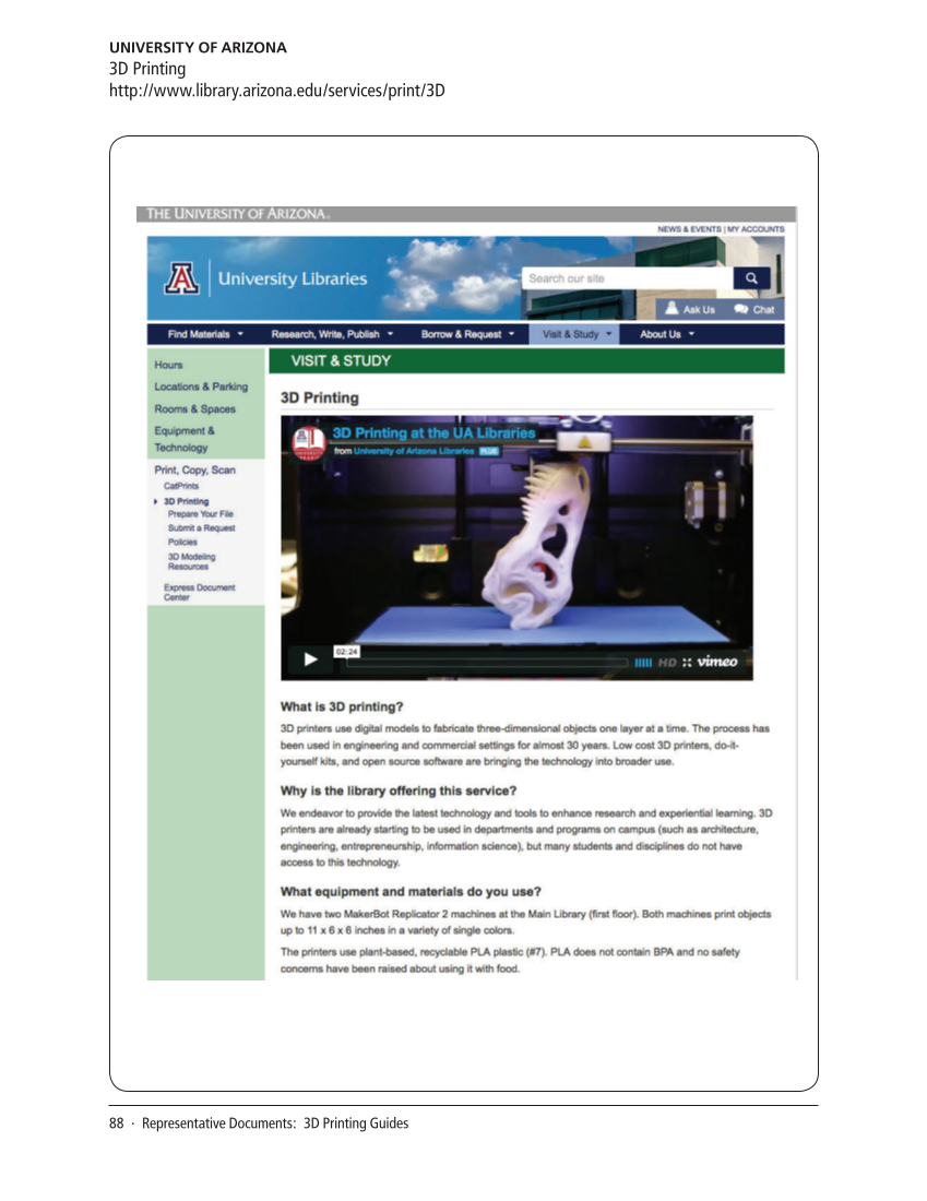 SPEC Kit 348: Rapid Fabrication/Makerspace Services (September 2015) page 88