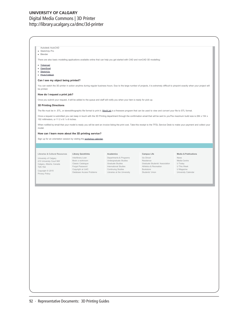 SPEC Kit 348: Rapid Fabrication/Makerspace Services (September 2015) page 92