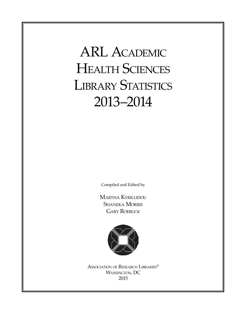 ARL Academic Health Sciences Library Statistics 2013-2014 page 1