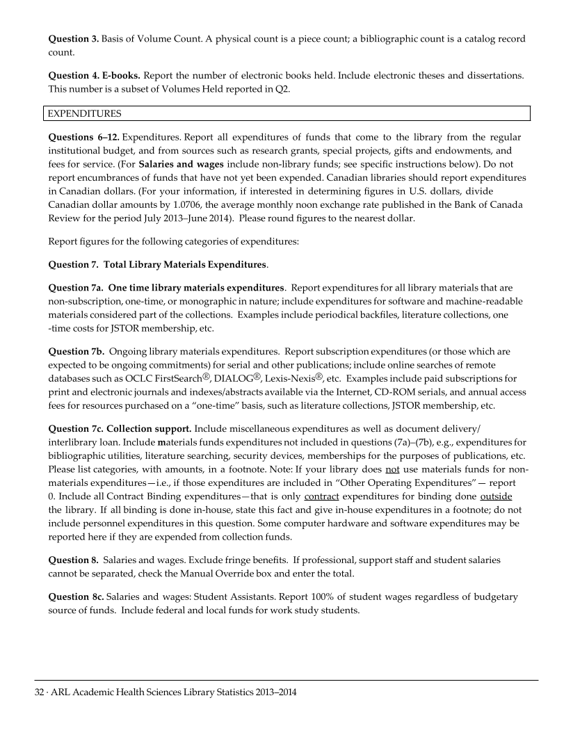 ARL Academic Health Sciences Library Statistics 2013-2014 page 32