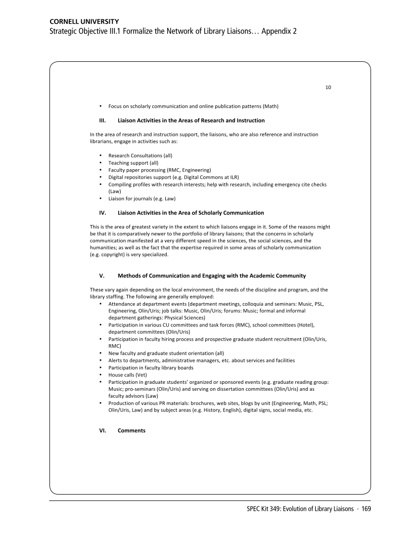 SPEC Kit 349: Evolution of Library Liaisons (November 2015) page 169