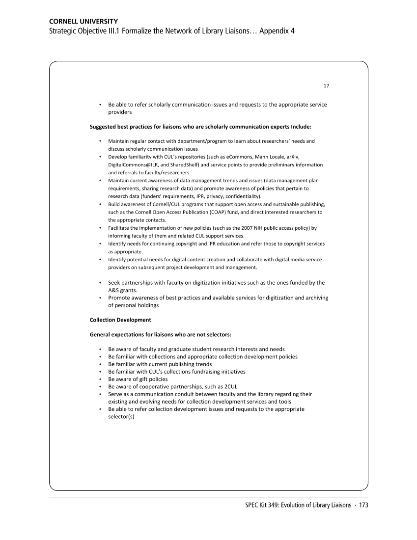 SPEC Kit 349: Evolution of Library Liaisons (November 2015) page 173