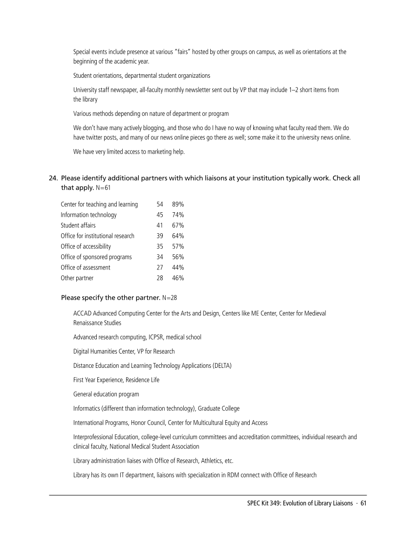 SPEC Kit 349: Evolution of Library Liaisons (November 2015) page 61